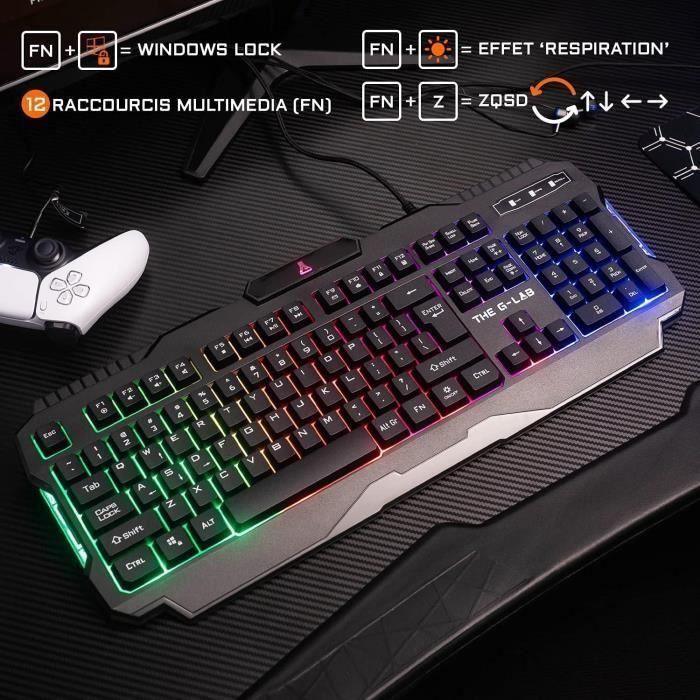 The G-Lab Combo Gaming Helium PC, PS4, Xbox One - Teclado retroiluminado Rainbow, Ratón 3200 DPI, Auriculares con Micrófono y Alfombrilla 1