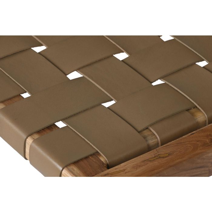 DKD Home Decor Banco Beige Natural Piel Teca 140x59x89 cm 2