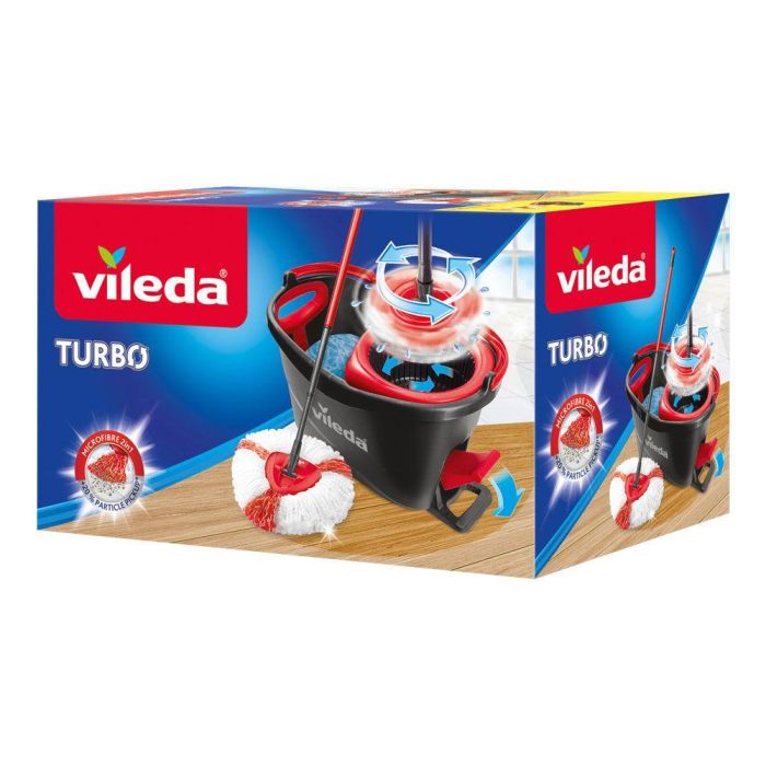 Vileda Easywring & Clean Set Turbo Cubo con Mopa de Microfibras y Palo Telescópico, 6L, Gris/Rojo Vileda Easywring & Clean Set Turbo Cubo con Mopa de Microfibras y Palo Telescópico, 6L, Gris/Rojo