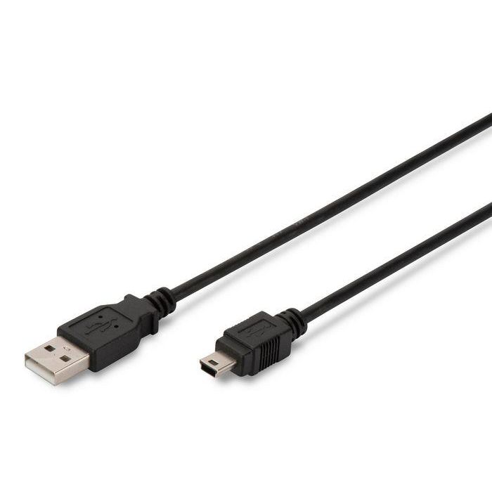 Digitus USB 2.0 connection cable, type A - mini B (5pin) M/M, 3.0m, USB 2.0 conform, bl
