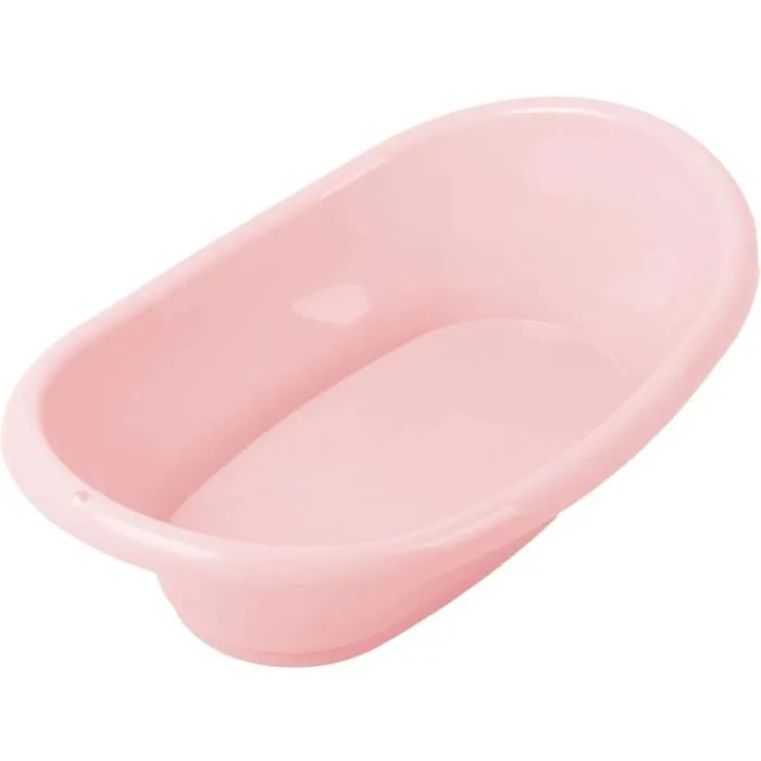 Thermobaby Bañera Vasco - Rosa Empolvado para Bebé con Borde Redondeado para un Lavado Seguro 1