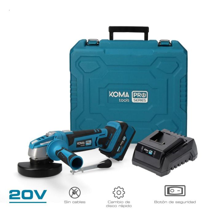 Koma Tools 20v-am-k Amoladora Kit Batería 20V 4.0Ah y Cargador 60W 9500rpm Ø115mm Maletín Pro Series Battery 1