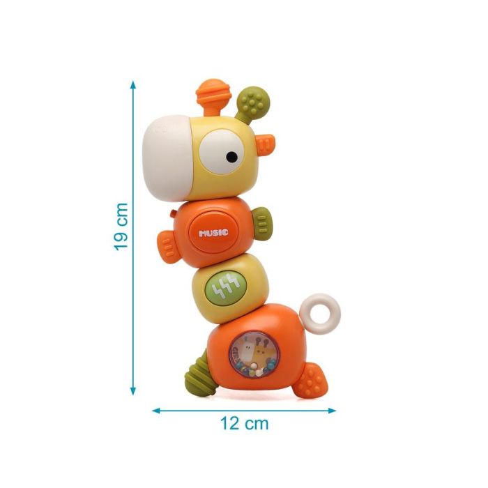 KioKids Jirafa Musical 6 en 1 para Bebés +6 Meses | Mordedor, Sonajero, Luz y Sonido | Estimulación Sensorial y Motricidad Fina 3