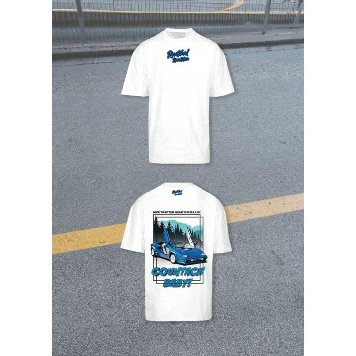 Radikal Revolution RKLCB103L Camiseta Countach Baby! Homenaje Lamborghini Countach Motor V12 Diseño Tractor Bull Blanca Talla L 2
