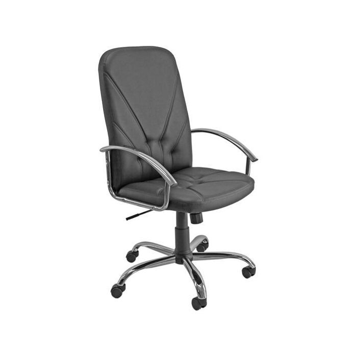 Unisit Sillón Direccion Dante Cuero Negro Base Cromada