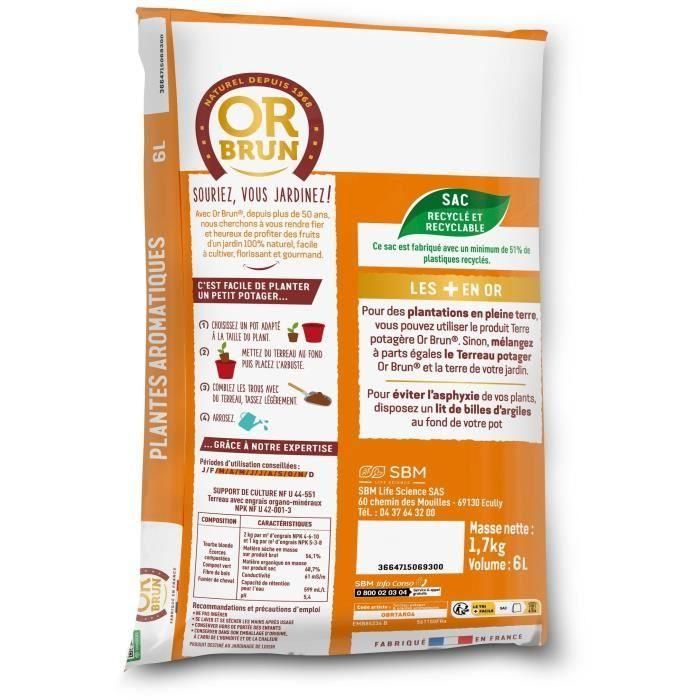 Tierra para hortalizas y plantas aromáticas - OR BRUN - OBRTARO6U - 6L - Crecimiento rápido 1 Tierra para hortalizas y plantas aromáticas - OR BRUN - OBRTARO6U - 6L - Crecimiento rápido 1