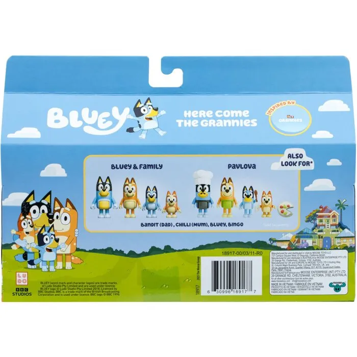 Bluey BLU0630996189177 - Conjunto de 4 Figuras de las Abuelas para Niños a Partir de 3 Años