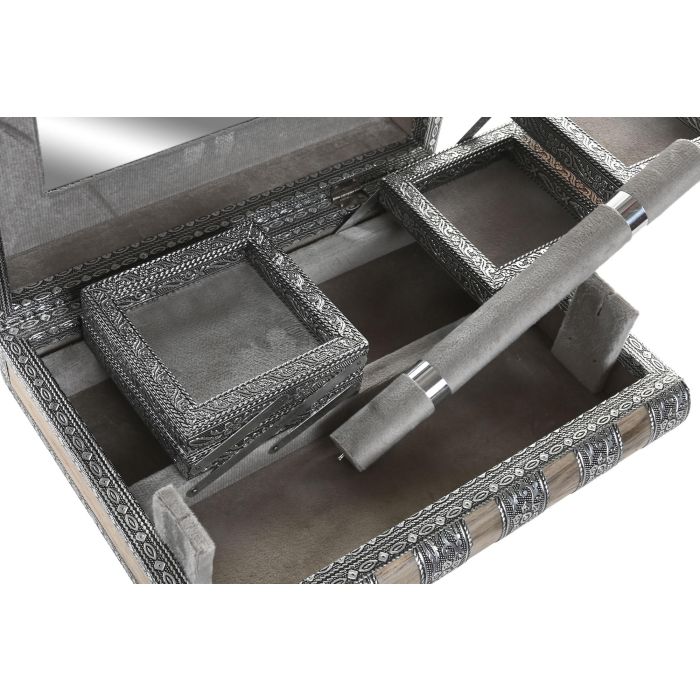 Joyero Arabe DKD Home Decor Plateado Marron 21 x 7 x 27 cm (2 Unidades) 1