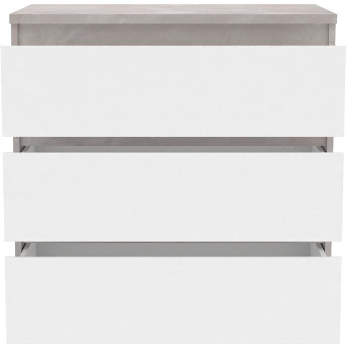 Cómoda CHELSEA 3 Cajones - Color blanco/hormigón claro - An 77,2 x Pr 42 x Al 79,9 cm 5 Cómoda CHELSEA 3 Cajones - Color blanco/hormigón claro - An 77,2 x Pr 42 x Al 79,9 cm 5