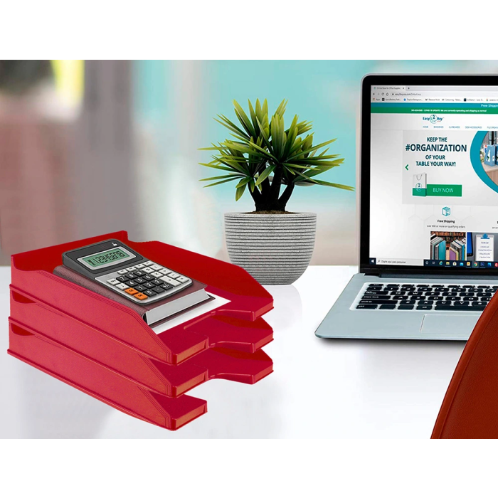 Q-connect Bandeja sobremesa plástico rojo opaco 240x70x340 mm 6