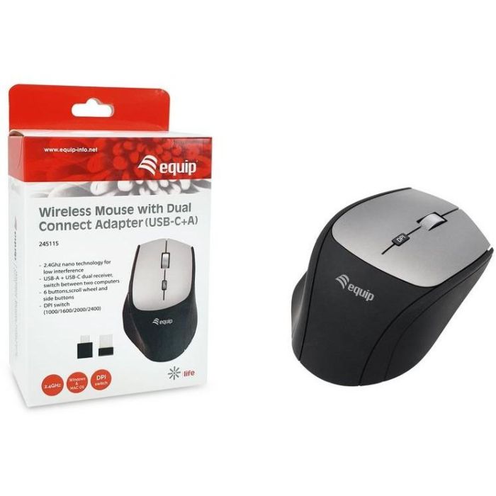 Equip Optische Maus kabellos USB-Komfort USB-C/A R+L schwarz 6 Equip Optische Maus kabellos USB-Komfort USB-C/A R+L schwarz 6