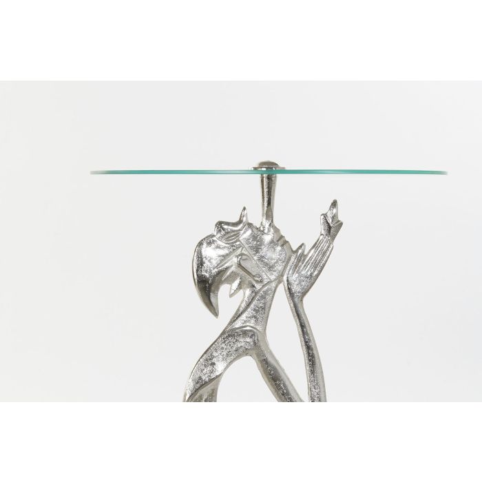 DKD Home Decor Indio Mesita Auxiliar Cristal Plateado Transparente 46 x 72 x 46 cm 2 DKD Home Decor Indio Mesita Auxiliar Cristal Plateado Transparente 46 x 72 x 46 cm 2