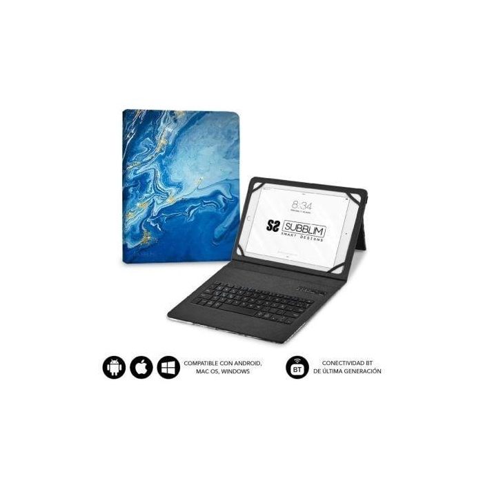 Subblim SUBKT5-BTTB01 Funda Teclado Keytab Pro Bluetooth 5.2 Español Universal para Tablets 9-11" Ultra Slim Diseño Mármol Azul 0 Subblim SUBKT5-BTTB01 Funda Teclado Keytab Pro Bluetooth 5.2 Español Universal para Tablets 9-11" Ultra Slim Diseño Mármol Azul 0