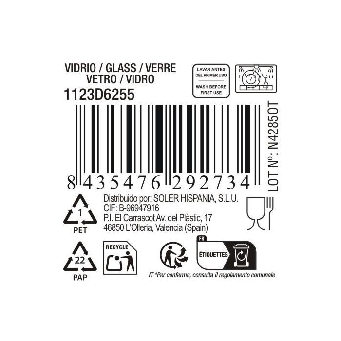 La Mediterranea Copa Coñac 280 ml Bois ø6 x 8.3 x 11.8 cm (48 Unidades)