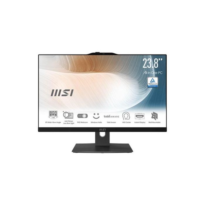 MSI Aio Modern Am242Tp 12M-802Es. 23.8" (60Cm). Plano. Ips. I7-1260P. Ddr4 Sdram 16Gb(8Gb*2). 512Gb Pcie Ssd. W11 Pro. Negro