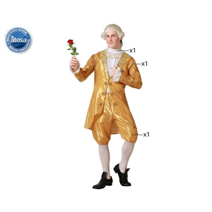 Disfraz de Hombre Adulto Cortesano Barroco Dorado XL para Carnaval con Chaqueta, Pantalón y Camisa