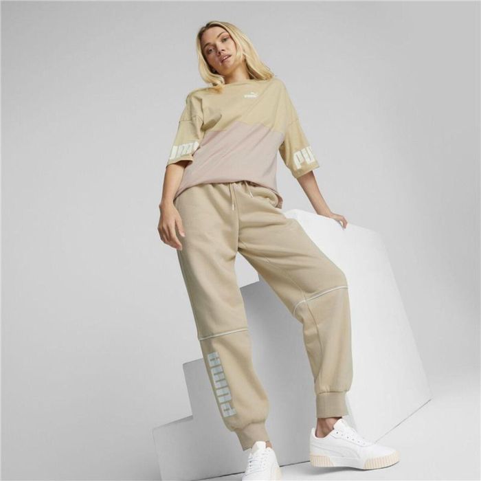 Pantalón Largo Deportivo Puma Power Colorblock Beige Mujer Pantalón Largo Deportivo Puma Power Colorblock Beige Mujer
