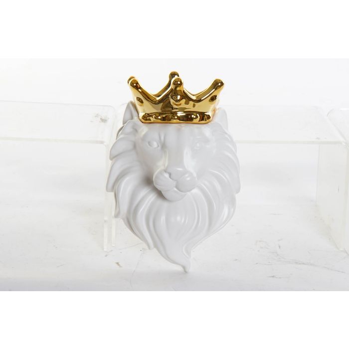 DKD Home Decor Jarrón Glam de Dolomite Blanco y Dorado, 14x9x21 cm, con diseño León (4 Unidades) DKD Home Decor Jarrón Glam de Dolomite Blanco y Dorado, 14x9x21 cm, con diseño León (4 Unidades)