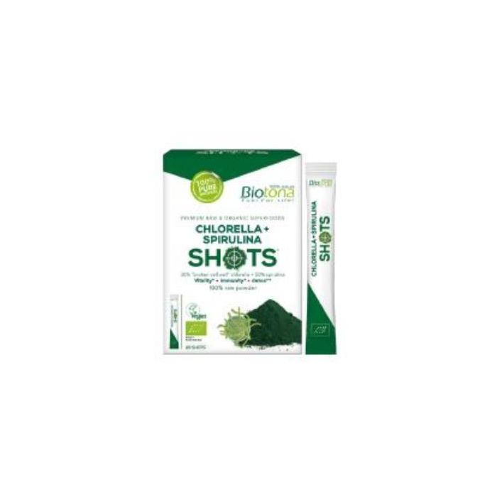 Chlorella+Espirulina Raw 20Shots. Bio Sg Vegan