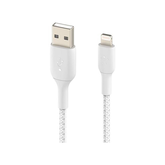 Belkin Cable Lightning a USB-A Trenzado Boost Charge CAA002BT1MWH - 1m Blanco - Certificado MFi