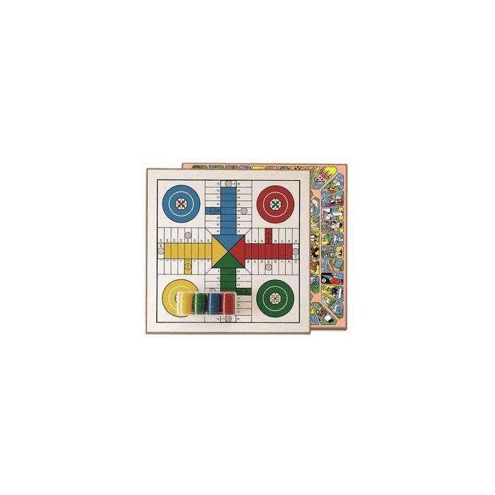 Tablero parchis 4 y oca de madera 33x33 cm con accesorios