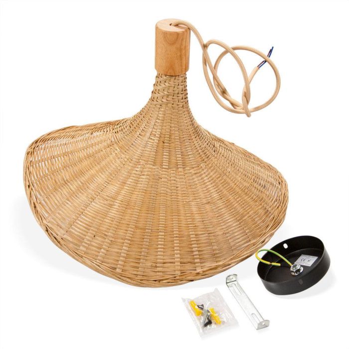Lámpara Colgante Itabuna de Bambú Natural para Interiores. Compatible con Bombilla E27. Estilo Mediterráneo y Boho-Chic. SKD-P80021 5