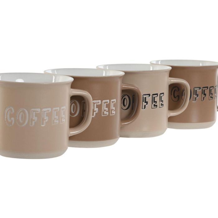 DKD Home Decor Taza Scandi Gres Marrón 285ml Apto Microondas y Lavavajillas Set 4 Piezas 7x8x9 cm 2