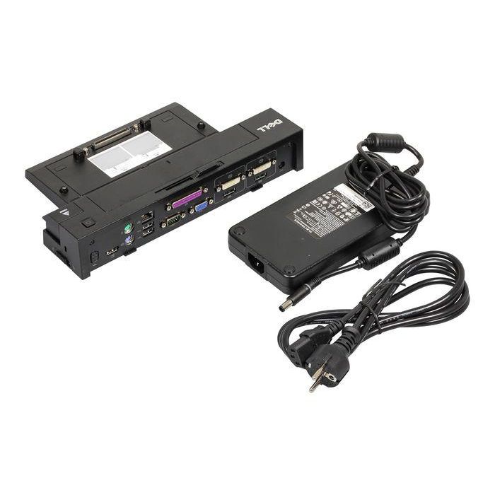 Dell Replicador E/Port II, USB 3.0, VGA, DVI-D, Seriell, Parallel, PS/2, eSATA, DisplayPort 1.2, RJ-45, 240 W, 1.05kg