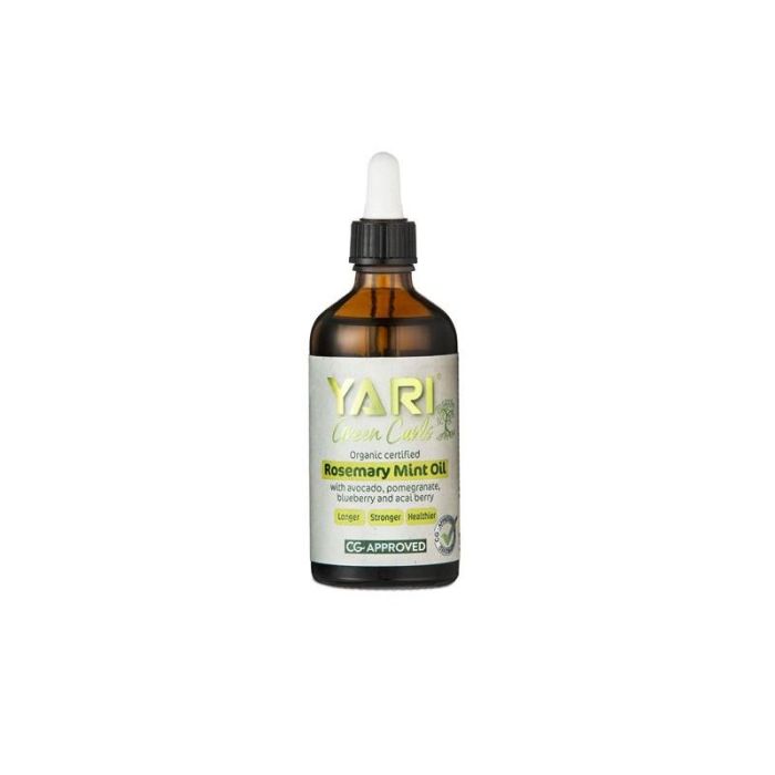 Yari Green Curls Organic Rosemary Mint Oil 100ml - Aceite capilar nutritivo para cabello largo y suave, aroma fresco