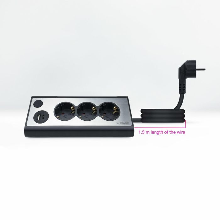 Nanocable 10.37.0013-BK Regleta de Sobremesa 3 Tomas de Corriente, USB-A, USB-C (18W), Interruptor LED, Cable 1.5m, Negro 2 Nanocable 10.37.0013-BK Regleta de Sobremesa 3 Tomas de Corriente, USB-A, USB-C (18W), Interruptor LED, Cable 1.5m, Negro 2