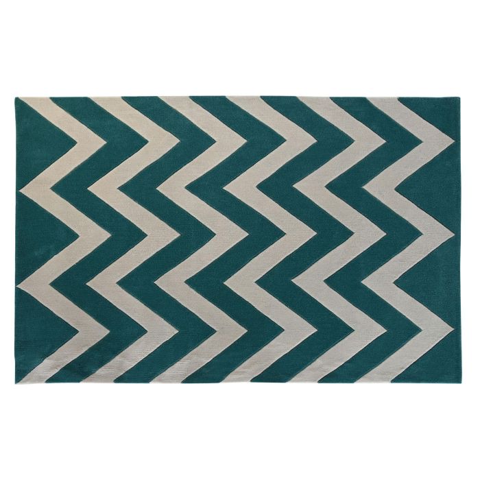 DKD Home Decor Alfombra Urban Bicolor Diseño Zigzag Poliéster 180x120 cm. Calidad 1800 gsm, Mantenimiento Lavado en Seco.