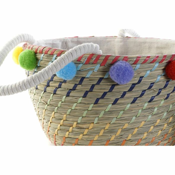 Juego de Cestas DKD Home Decor Pompones Boho 57 x 45 x 42,5 cm 1 Juego de Cestas DKD Home Decor Pompones Boho 57 x 45 x 42,5 cm 1