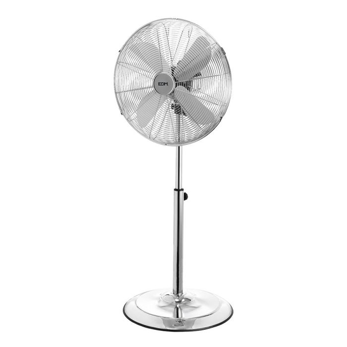 Ventilador de pie con base circular. cromado. potencia: 60 W aspas: ø40cm altura regulable 90-116cm edm