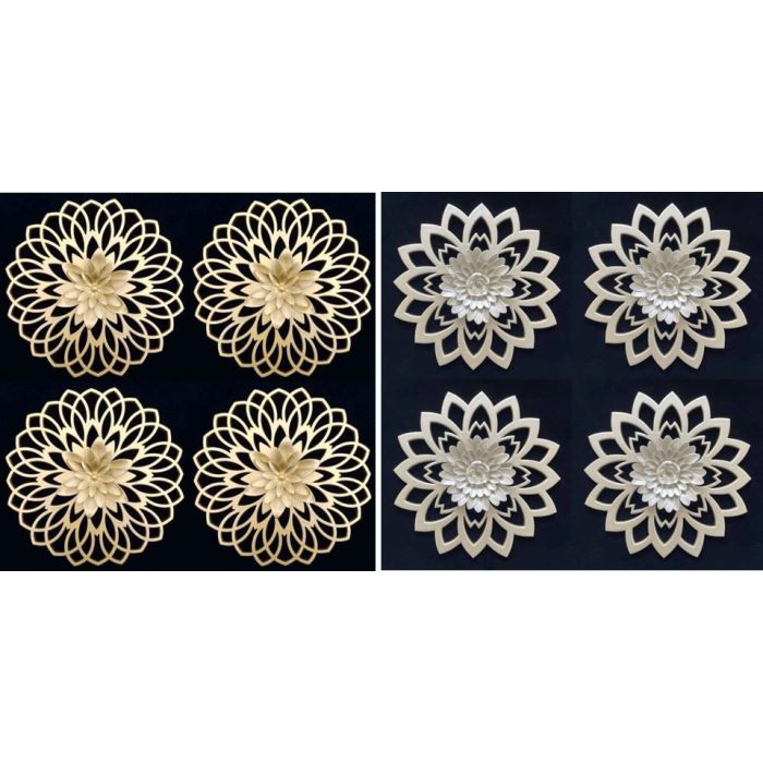DKD Home Decor Decoración de Pared Neoclásico Dorado Champán Set de 4 Paneles Cuadrados 25x25x2 cm PP