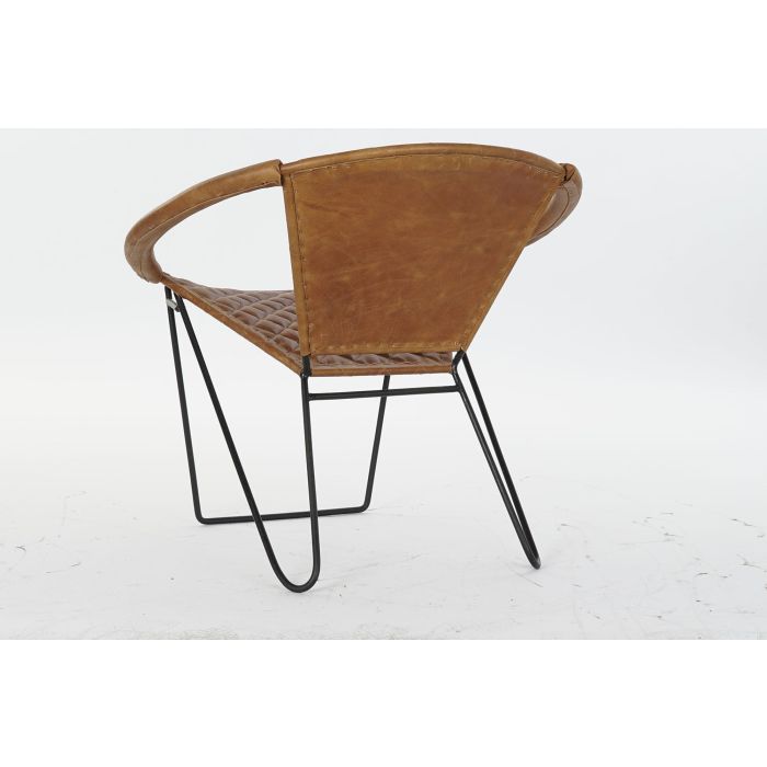 DKD Home Decor Silla Vintage de Metal y Piel, Marrón Claro y Negro, Altura Asiento 43 cm, Dimensiones 81x67x71 cm 6 DKD Home Decor Silla Vintage de Metal y Piel, Marrón Claro y Negro, Altura Asiento 43 cm, Dimensiones 81x67x71 cm 6