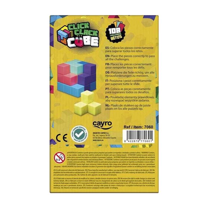 Juego click clack cube 7 piezas. coloca las piezas correctamente para superar todos los retos. 1 Juego click clack cube 7 piezas. coloca las piezas correctamente para superar todos los retos. 1