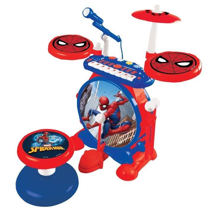 Lexibook SPIDER-MAN Kit Batería Electrónica Ligera con Teclado, Platillos, Bombo, Micrófono y Taburete - Grabación MP3 2