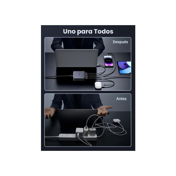 UGREEN Cargador Nexode 90928, Carga Rápida 100W, 3 USB C + 1 USB A, Compatible Universal, Gris 7 UGREEN Cargador Nexode 90928, Carga Rápida 100W, 3 USB C + 1 USB A, Compatible Universal, Gris 7