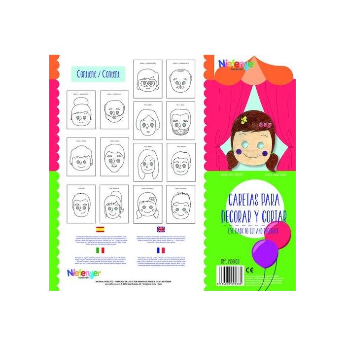 Careta Cartulina 300 Gr. Para Recortar Y Decorar La Familia Pack De 14