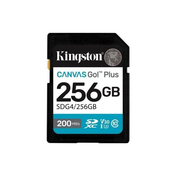 Kingston SDG4/256GB Tarjeta de Memoria Canvas Go! Plus 256GB SDXC U3 V30 200MB/s para 4K UHD y DSLR Kingston SDG4/256GB Tarjeta de Memoria Canvas Go! Plus 256GB SDXC U3 V30 200MB/s para 4K UHD y DSLR