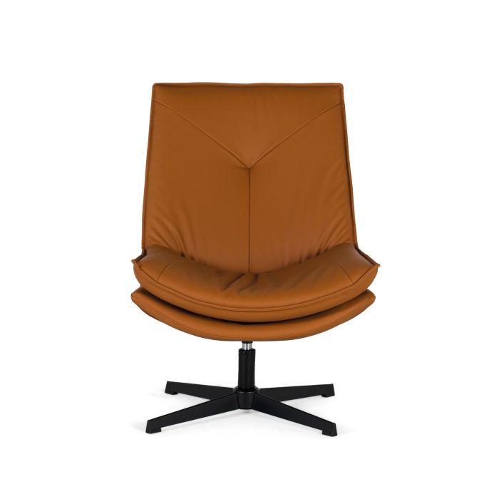 Giner y Colomer Sillón Giratorio Tapizado en PU Color Camel con Acolchado y Base 360° 1 Giner y Colomer Sillón Giratorio Tapizado en PU Color Camel con Acolchado y Base 360° 1