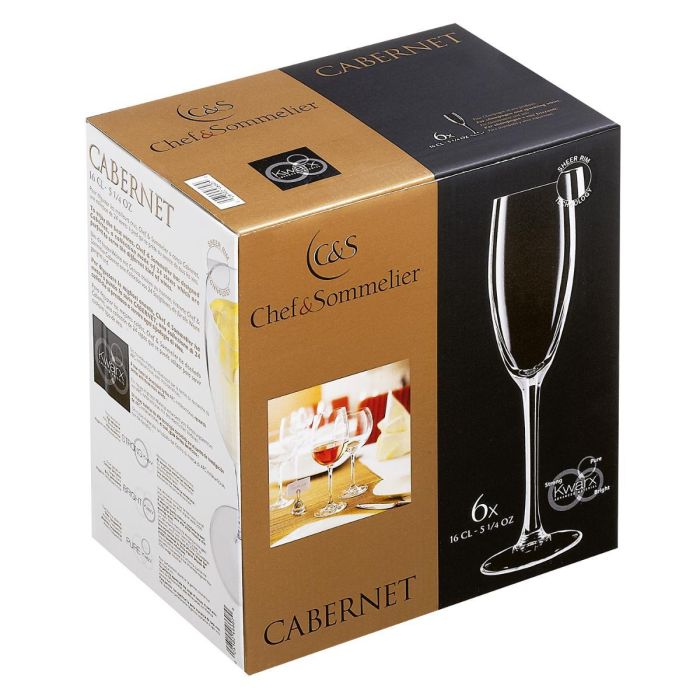 Chef & Sommelier Caja 6 Copas Flauta Krysta Cabernet 16 cL Vidrio Transparente Brillante Extra Resistentes Apto Lavavajillas 2 Chef & Sommelier Caja 6 Copas Flauta Krysta Cabernet 16 cL Vidrio Transparente Brillante Extra Resistentes Apto Lavavajillas 2