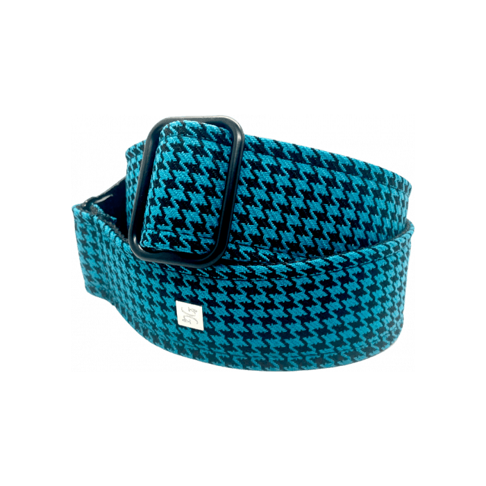 GETM Correa para Guitarra y Bajo Fly Hounds Tooth Blue Ajustable Nailon Piel Poliéster 1