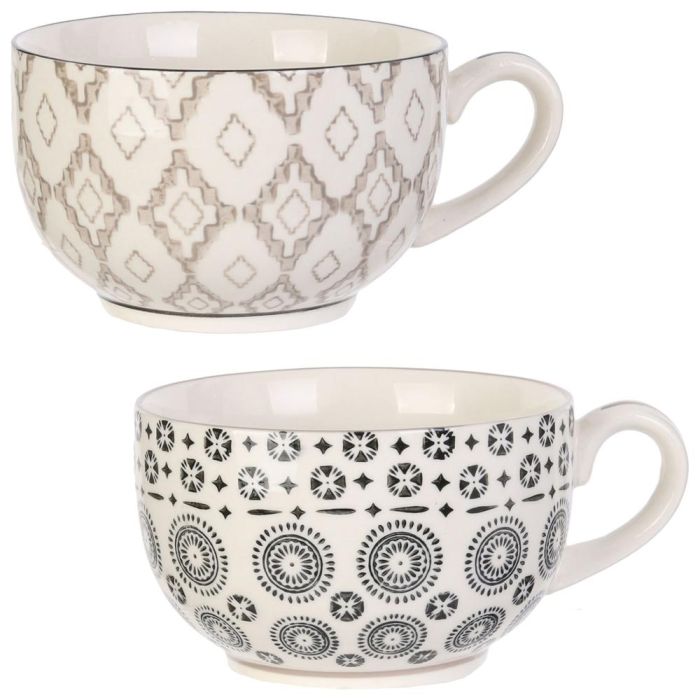 Home Deco Factory Taza Mirage 350 Ml Blanco-Negro Blanco-Marrón 2