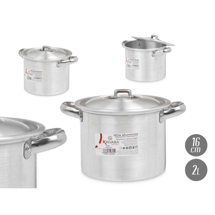 Olla de Aluminio Kinvara 16 cm 2 L - Plata, Apto Gas/Horno/Lavavajillas (6 Unidades) Olla de Aluminio Kinvara 16 cm 2 L - Plata, Apto Gas/Horno/Lavavajillas (6 Unidades)
