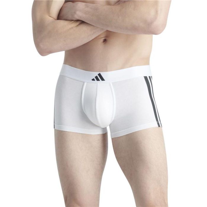 Bóxer de Hombre Adidas Trunk Low Rise 3 Stripes Blanco 2 Piezas S 2