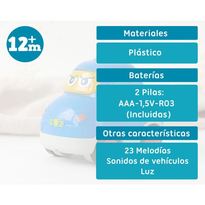 KioKids Coche de Policía de Juguete para Bebés con Luz y Sonido, Azul, +12 meses 5