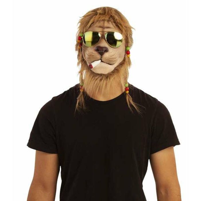 Smoking lion with glasses 1/2 mask one size