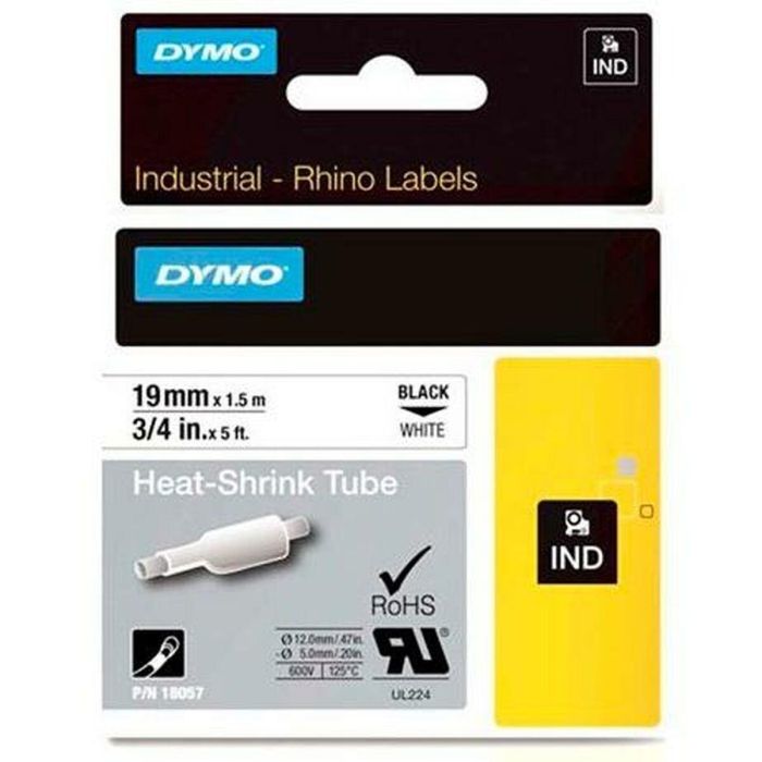 Kit Tubo Termoretráctil Rhino Dymo ID1-19 19 x 1,5 mm Negro Blanco (5 Unidades) 1