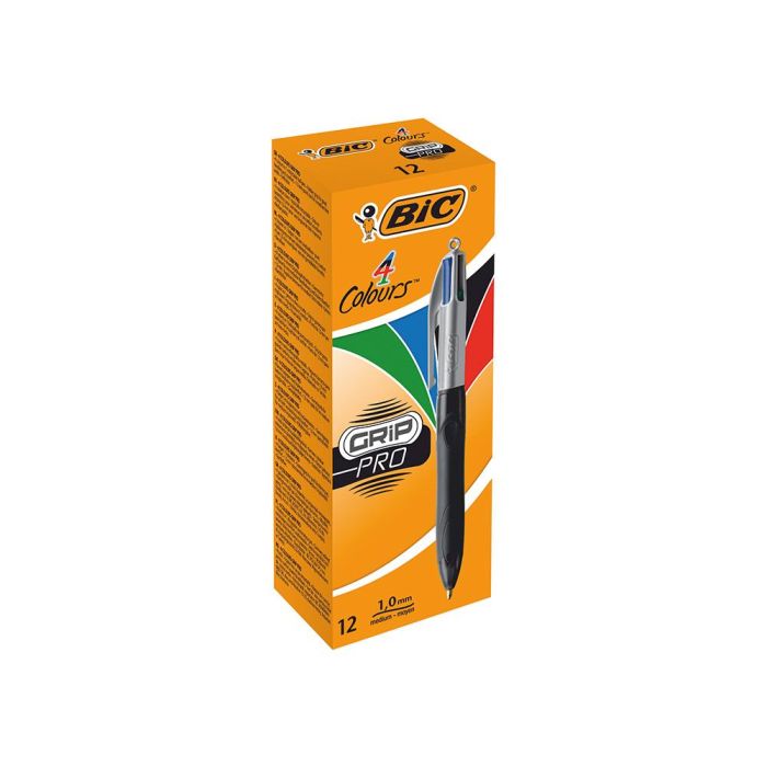 Boligrafo Bic Cuatro Colores Con Grip Colore Negro Punta 1,3 mm 12 unidades 6